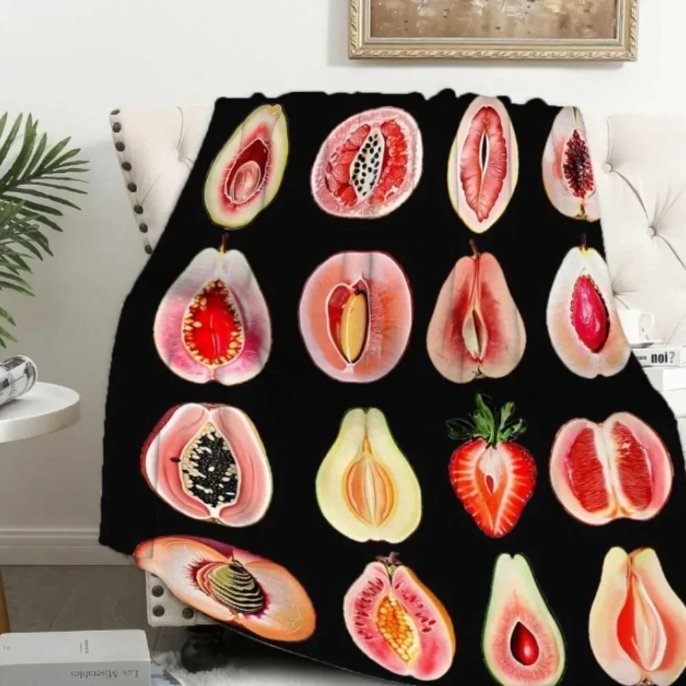 Fruit Blanket Throw Gift for Men Women, Funny Novelty Sliced Strawberry Avocado